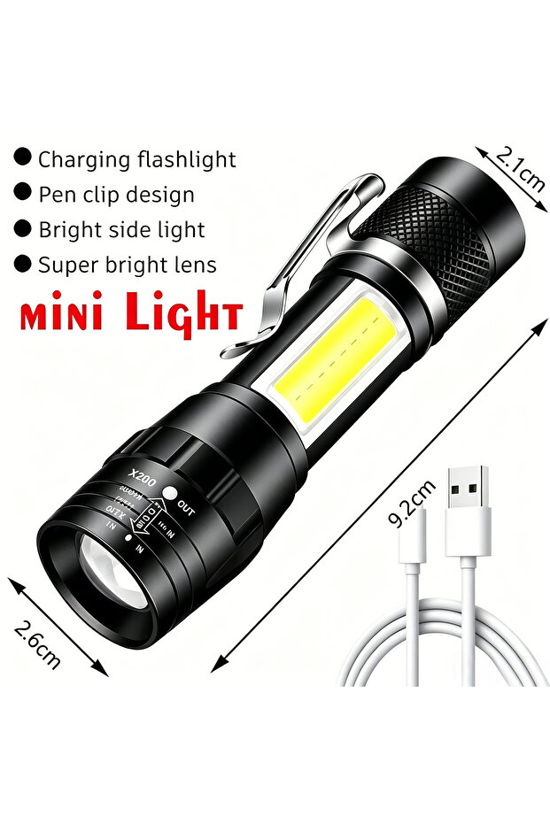 ZOOM Mini Torch B 100000LM Super Bright Flashlight Rechargeable LED Torch Long Range Tac