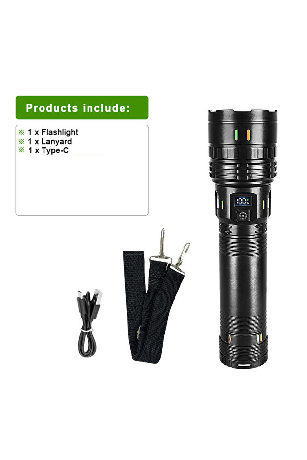 2000W 998000000LM Ultra Powerful LED Flashlight New 2000W Super Bright Torch Light Rechargeable Port
