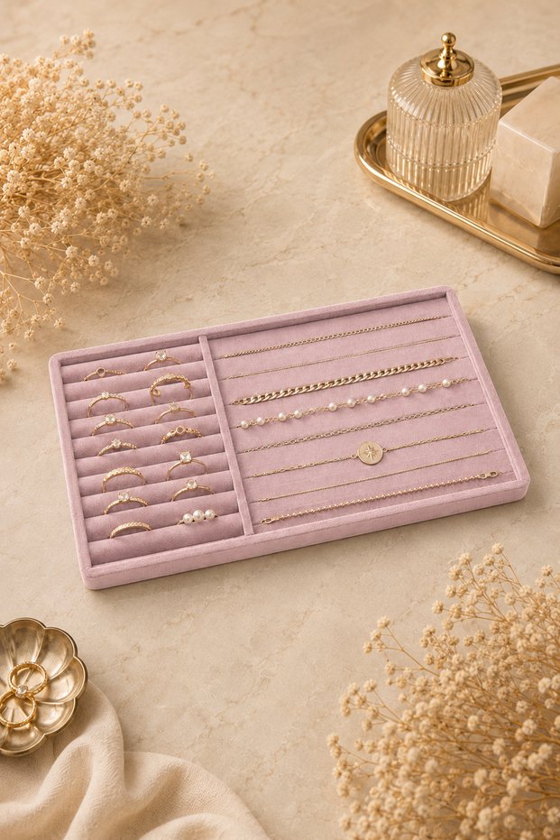 Velvet Jewelry Organizer Tray 24X34 cm Ring Bracelet Chain Organizer Jeweler Showcase Counter Jewelry Display Stand Home Type Jewelry Organizer