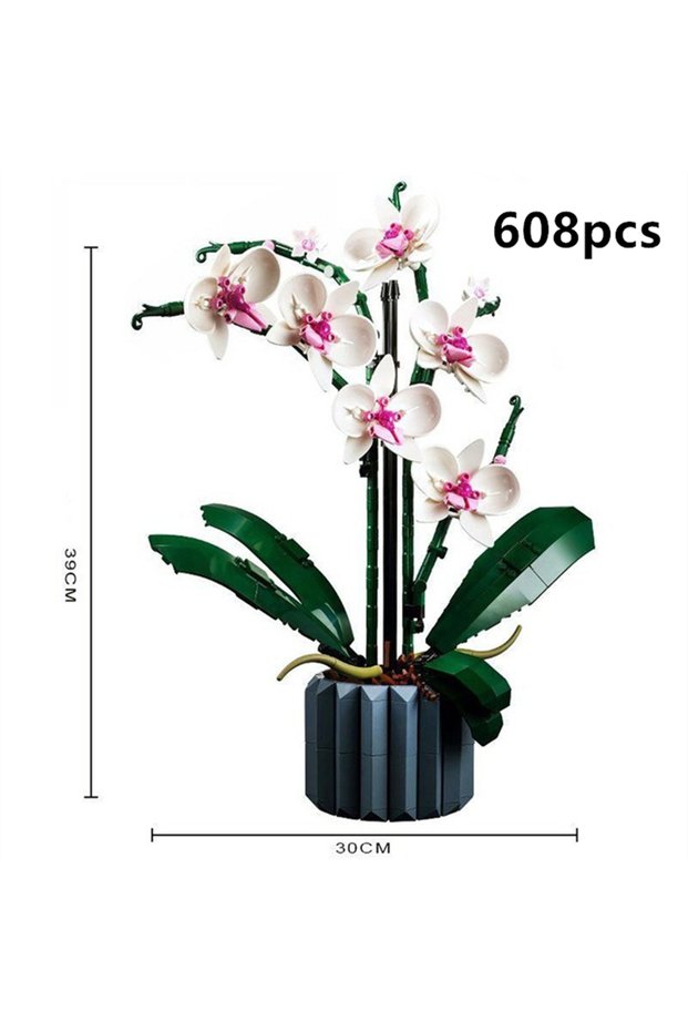 6208--NO BOX Funny Joy Orchid Flowers Bouquet Flower Blocks Bonsai Plant Model Bricks Roman