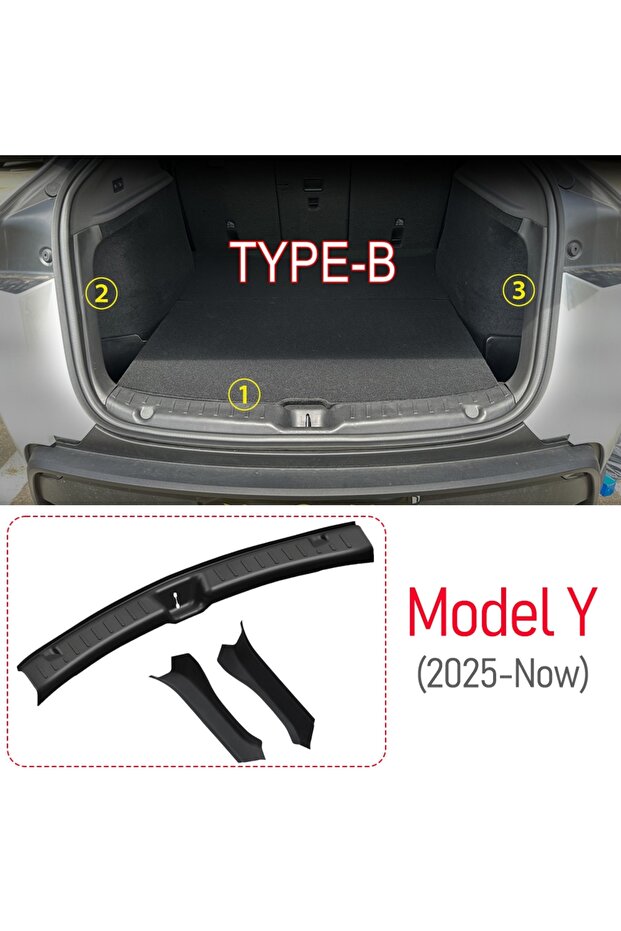 3pcs Full Seat B For Tesla Model Y Juniper 2025 2026 Trunk Threshold Strip TPE Mats Sill Guard Rear