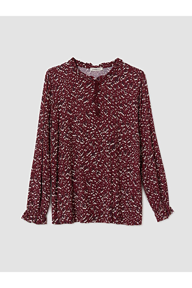 Lcw Grace Crew Neck Patterned Blouse