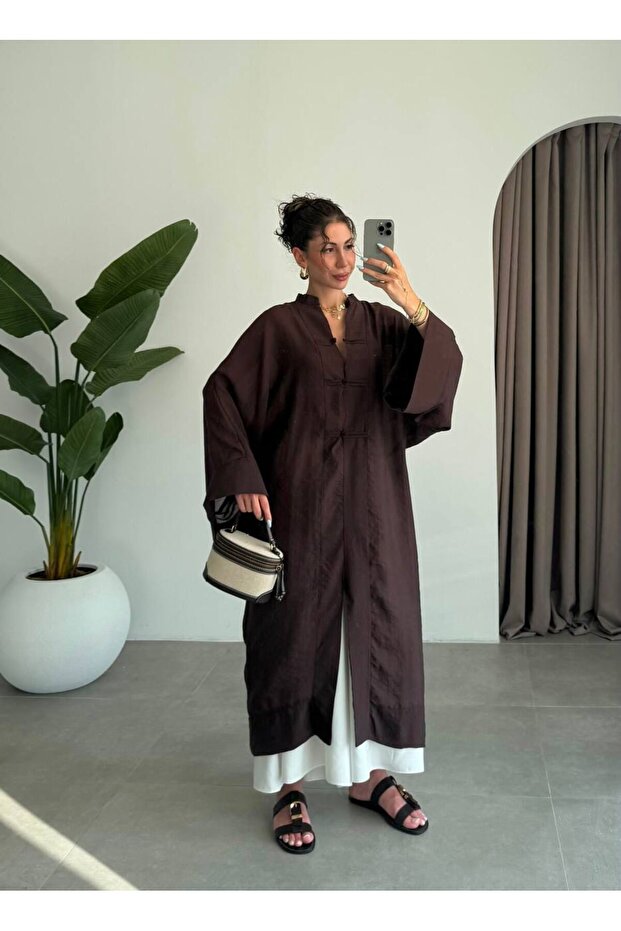Women's Brown Slit Long Tunic