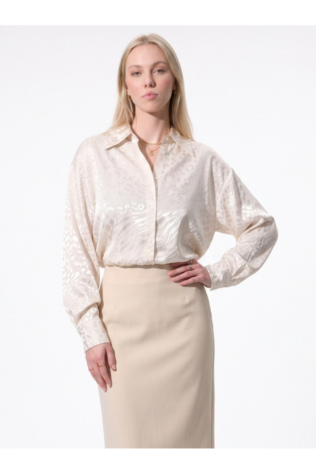 Jacquard Oversize Long Stylish Women's Shirt