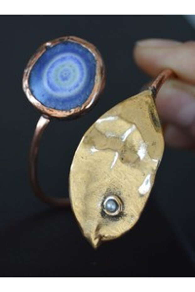Blue Quartz Stone Bracelet - Copper Color