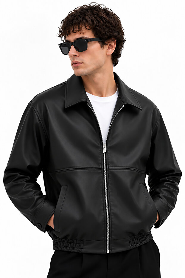 Men's Black Zr Model Leather Jacket