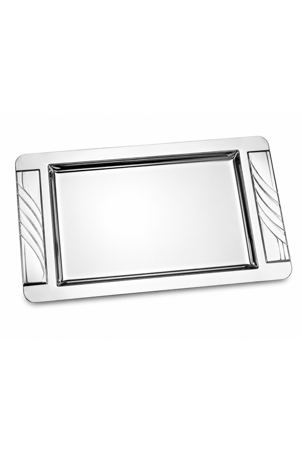 Dmr Life Destan Safir Small Size Tea Coffee Serving Tray Premium 304 Quality 18/10 Stainless Steel Stylish Presentation Tray