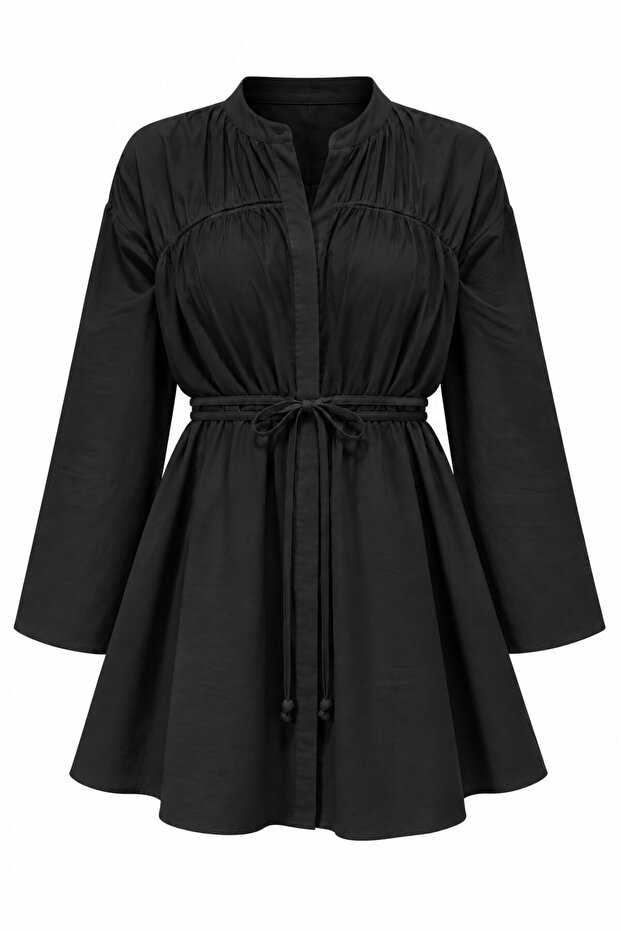 Black Linen Textured Shirt - 2Y9950