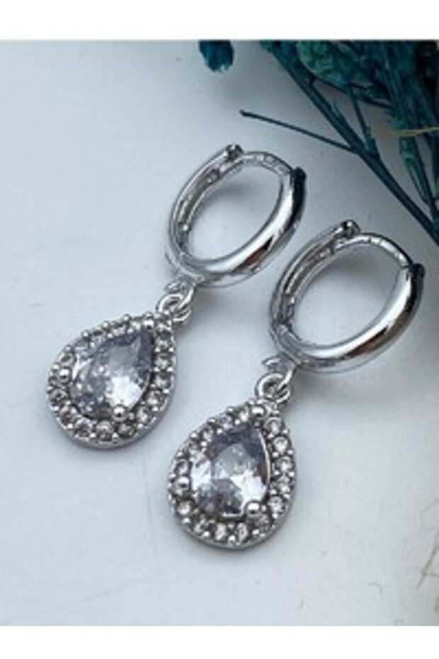 Zircon Stone Jeweler's Work Earrings - Silver Color -