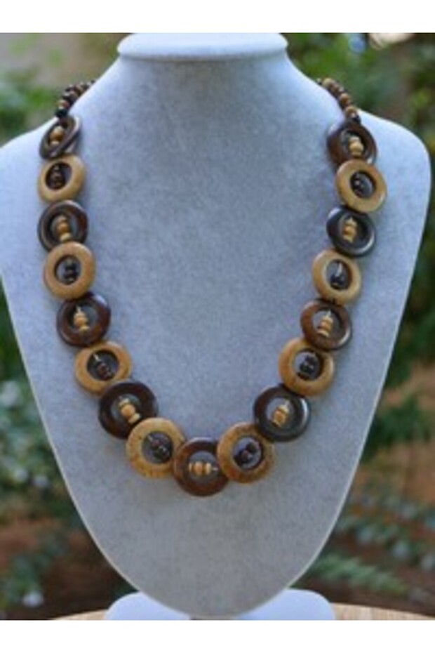 Real Bone Ethnic Tibetan Design Necklace - Brown -