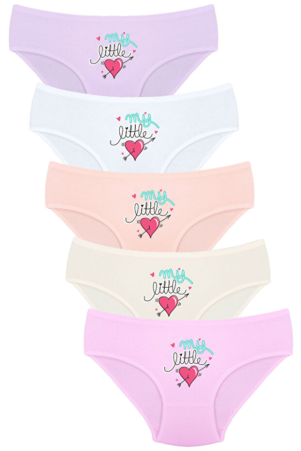 Onurel 5-Pack Cotton Girls Myli̇ttle Printed Lycra Girls Panties