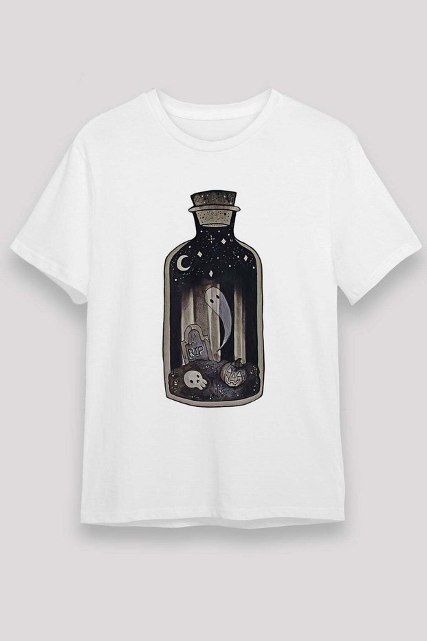 Halloween Unisex Printed White T-Shirt - Tshirt
