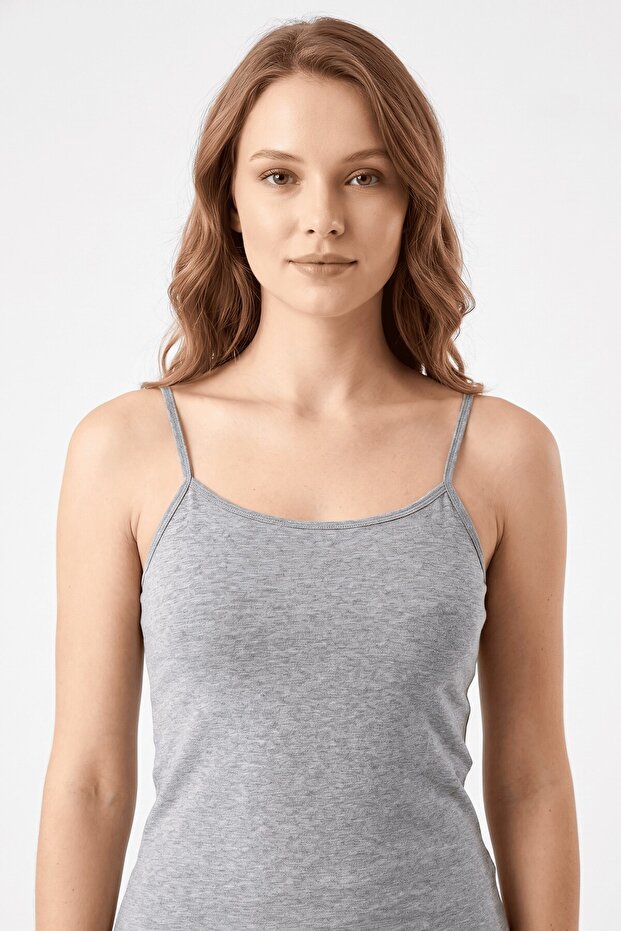 Women's Gray Thin Strap Bamboo Athlete Top Breathable Rope Strap Casual Athlete Top