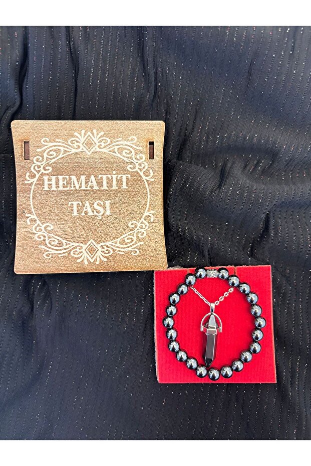 Natural Hematite Stone Necklace and Bracelet