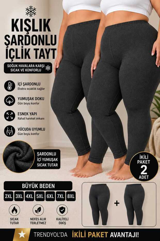 2-Pack Anthracite Winter Thermal Underwear Leggings – Large Sizes 2Xl-8Xl