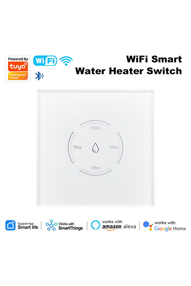 EU standard White Smart WiFi EU Boiler Switch 40A EU Standard Smart Water Heater Touch Switch With