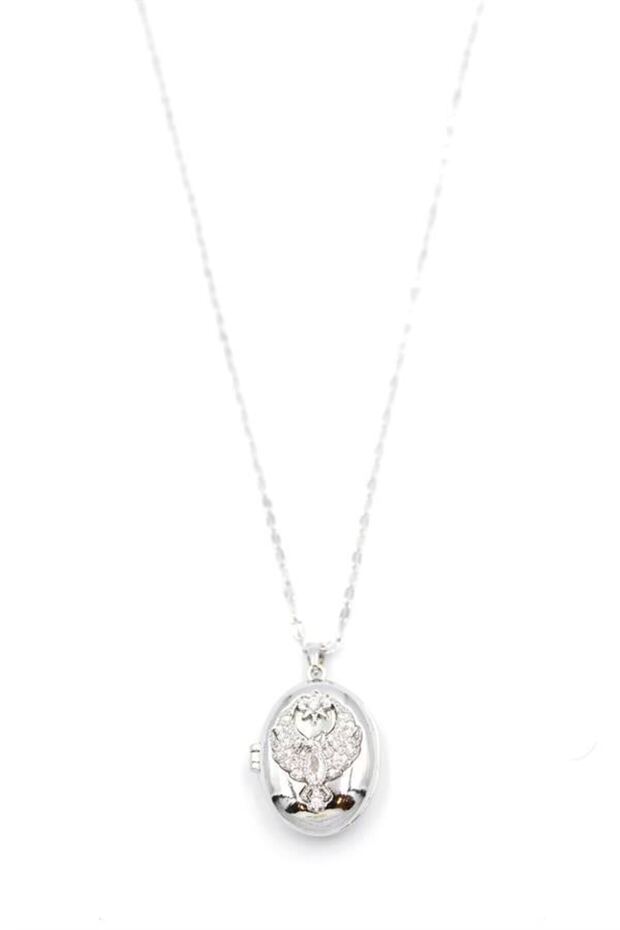 Glb-stl41414 alya phoenix bird necklace - silver