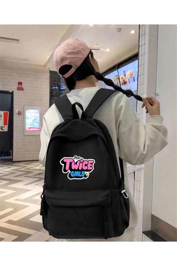 Black Twice Girl Printed School, Class, Course Backpack