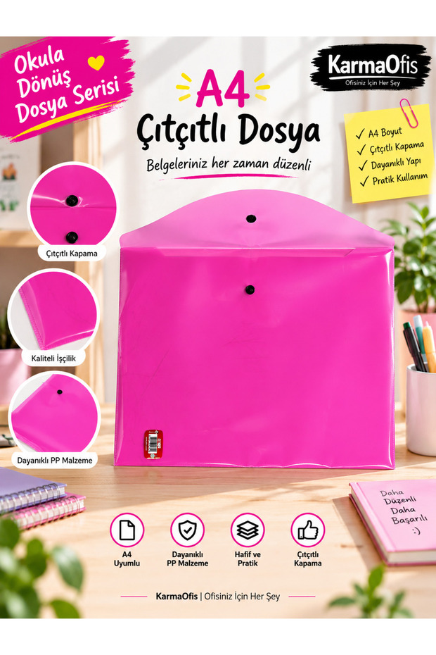 A4 Snap File – 5 Color Options | Single Fuchsia Color Option Available