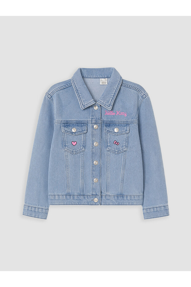 Lcw Kidshello Kitty Embroidered Girls' Jean Jacket