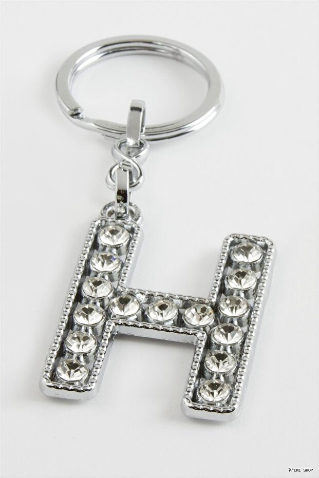 Ilkestor Silver Color Stone (210036) Letter Keychain