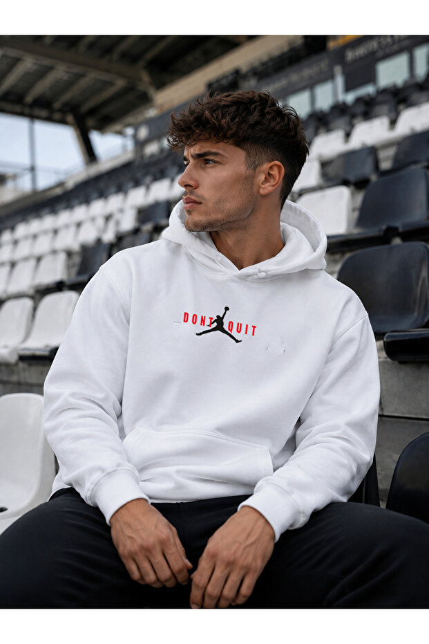 Unisex White Hooded Sweatshirt Dontquit Basket