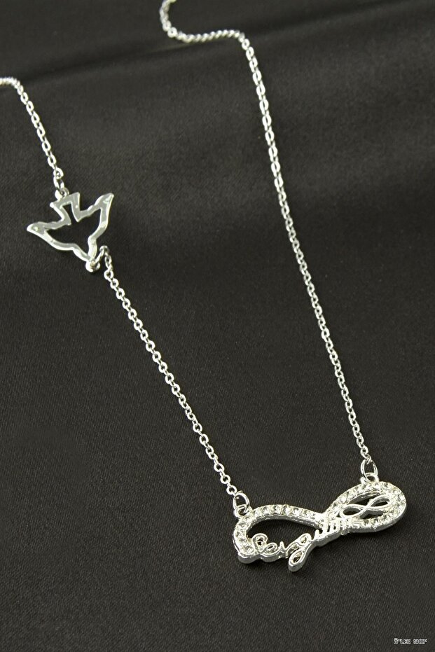 Ilkestor My Love Written Infinity Luck Necklace (224620) Silver Color