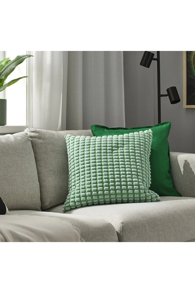 Polka Dot Throw Pillow Cover 50X50 cm Zippered Popcorn Pillow Cover Pillow Cushion Cover Not Included Green Color