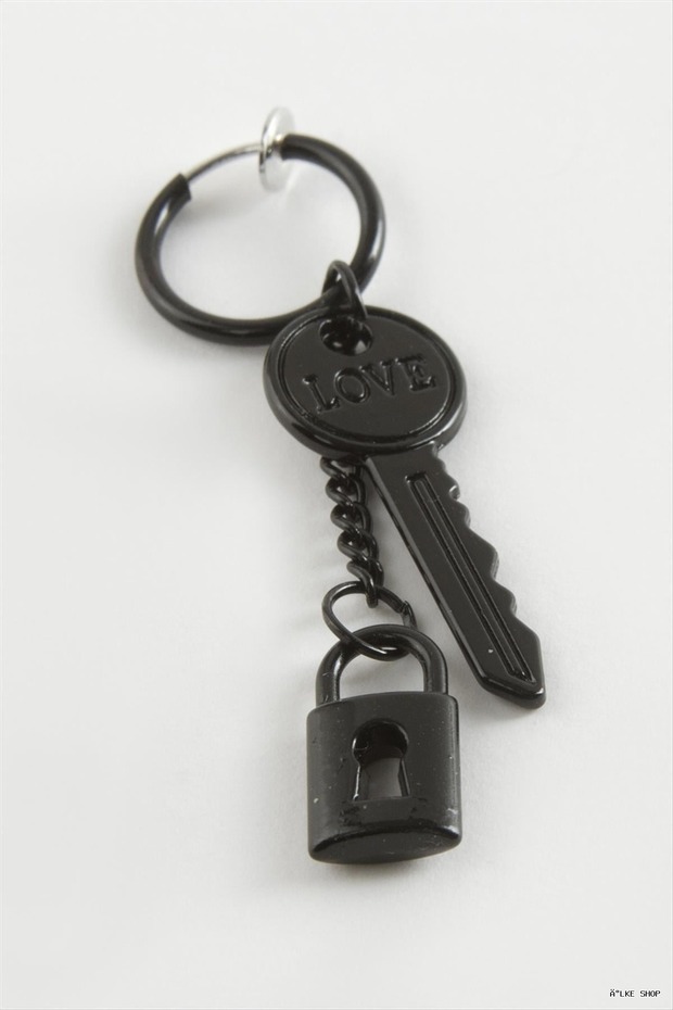 Ilkestor Lock Key Men's Steel (224943) Earrings Black