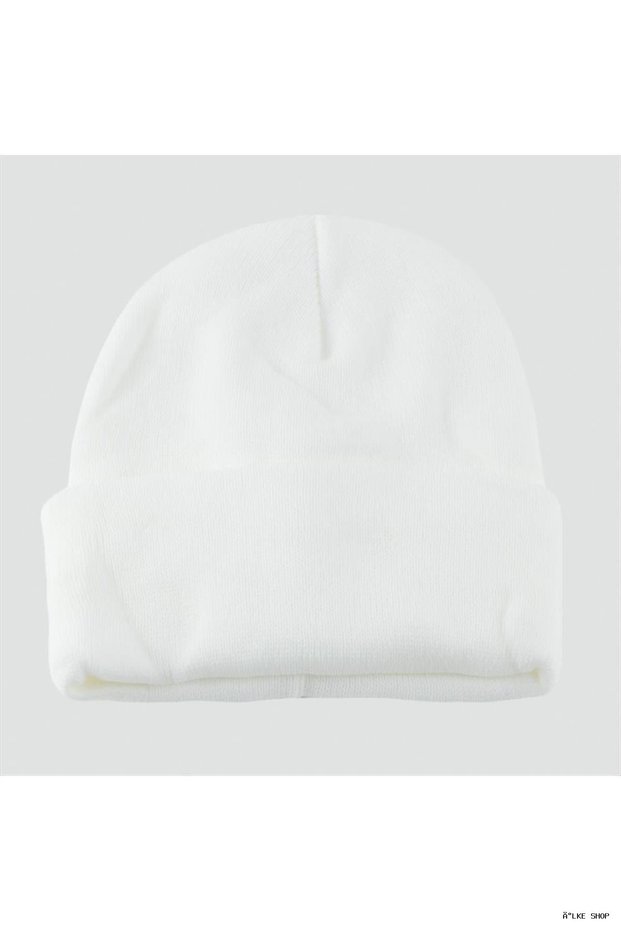 Ilkestor Double Layer 1St Quality Colored Beanie - Beanie Gloves (162945) - White