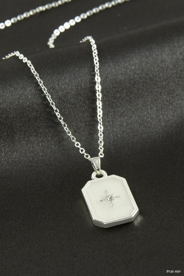 Ilkestor Star Enamel Necklace (32009) Silver Color
