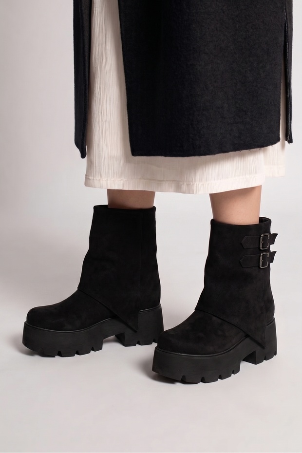 Victoria Brown Suede Light Sole Comfortable Thick Soled Boots