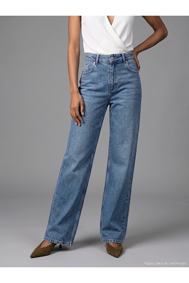 72356 100% Lyocell Wide Leg Jean-Blue
