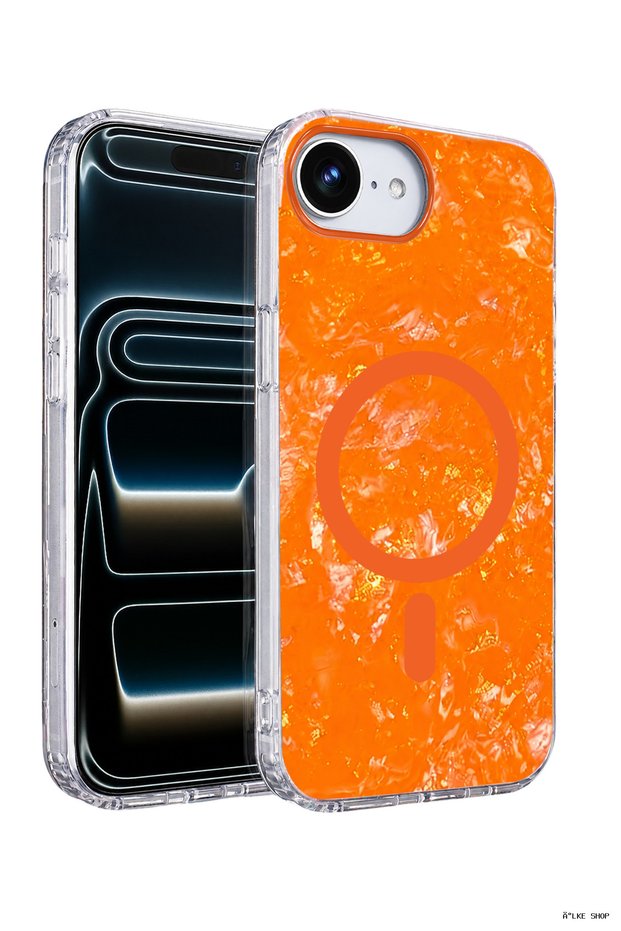 Ilkestor iPhone 17E Mila Wavy Magsafe Cover (13315) - Orange
