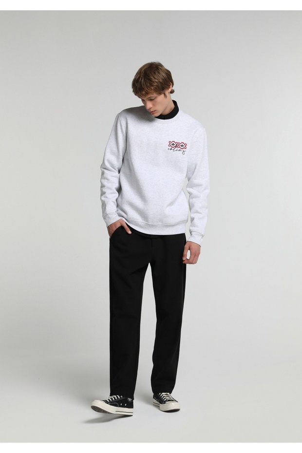 Regular Fit Mid Waist Straight Leg Men's Black Trousers