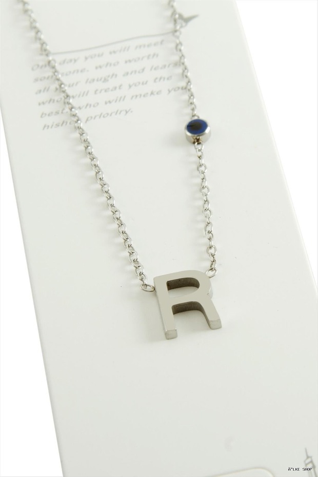 Ilkestor Silver Color Letter (31445) Steel Necklace
