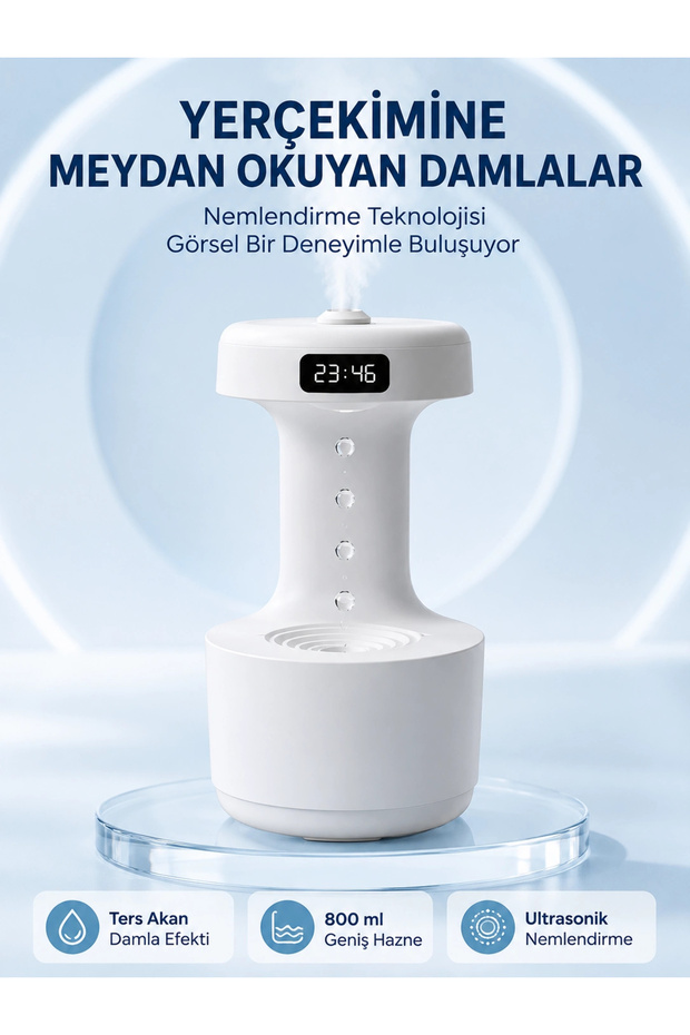 Decorative Air Humidifier 800 ml Silent Aroma Diffuser Anti-Gravity Water Effect