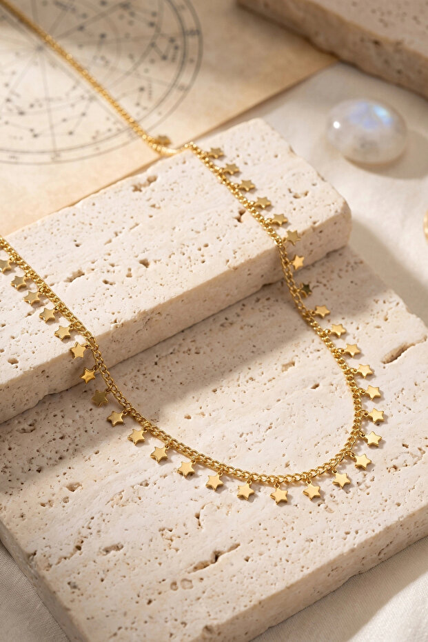 Gold Color Star Flake Model 60 cm Women's Necklace