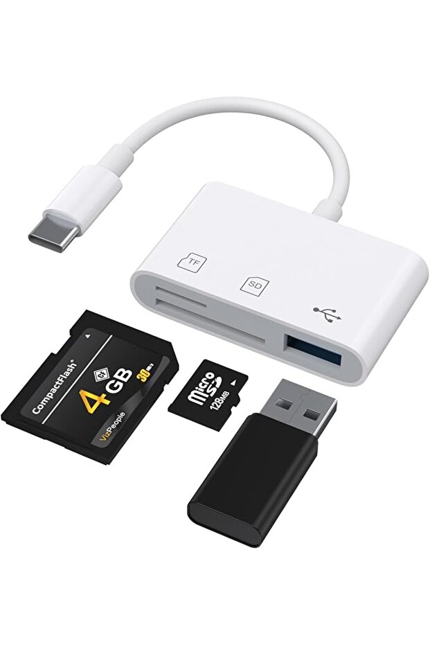 3 in 1 USB C SD Card Reader, USB 2.0 High Speed Memory Card Reader Adapter - Supports SD/Micro SD/SD