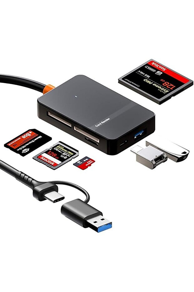 قارئ بطاقات الذاكرة، محول قارئ بطاقات باتصال مزدوج USB-C و Lightning لبطاقات SD و Micro SD و MS و CF