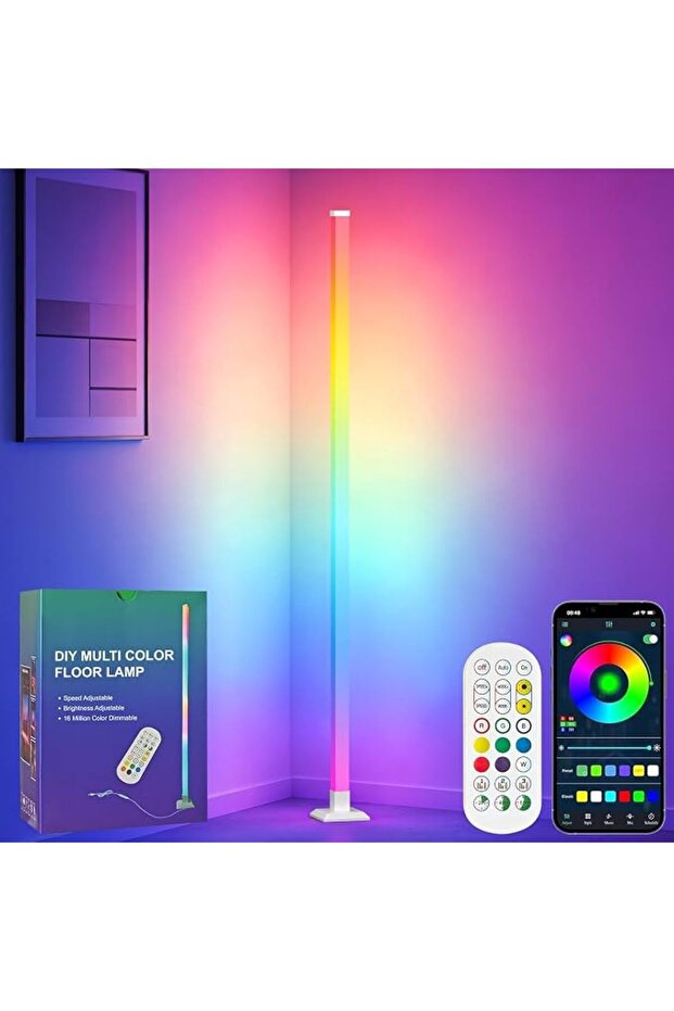 مصباح أرضي ذكي RGB، إضاءة زاوية محيطة يمكن التحكم بها عبر التطبيق وجهاز التحكم عن بعد