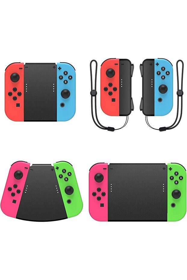 مجموعة موصلات يدوية 5 في 1 لجهاز سويتش وسويتش OLED، موصلات يدويّة لـ Joy-Con مع أحزمة للمعصم