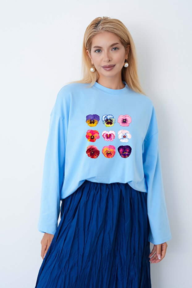 Floral Printed Long Sleeve Body Suitable for Hijab Wear