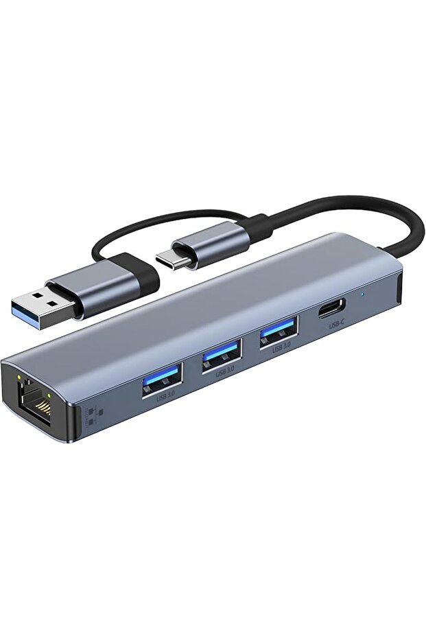 محول إيثرنت جيجابت USB C ومحور USB 3.0 بثلاثة منافذ لأجهزة MacBook وXPS وSurface Pro وLinux وC