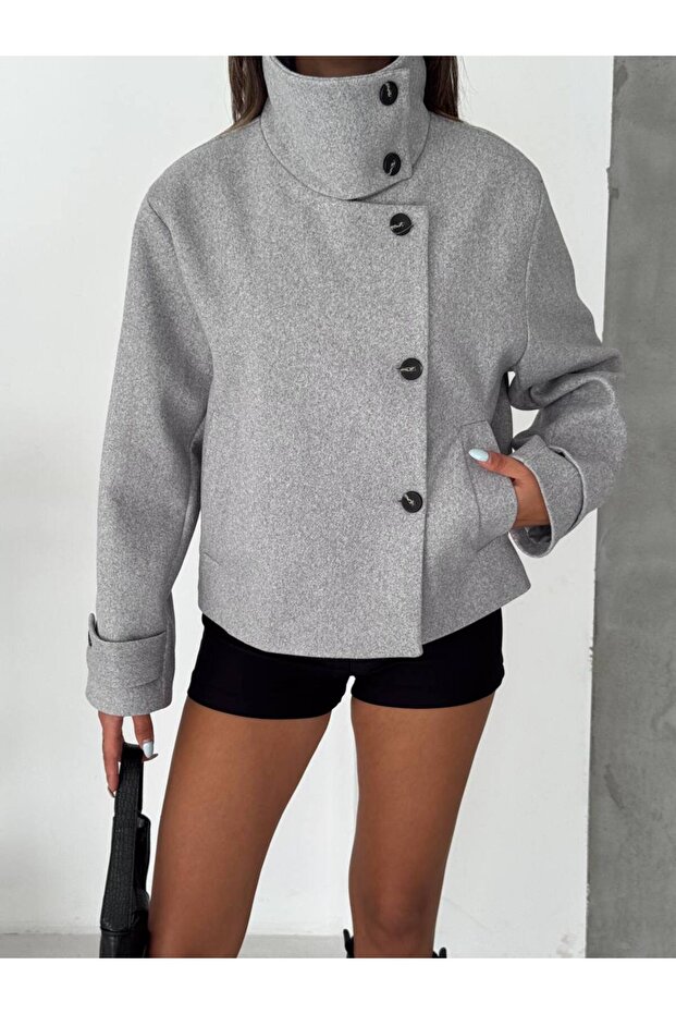 Women's Stand Collar Zr Model Cashmere Jacket Coat