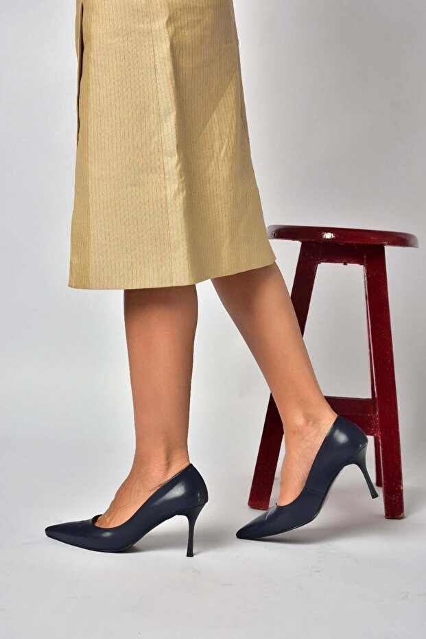 Z676050009 Navy Blue Thin Heeled Women's Stiletto Shoes