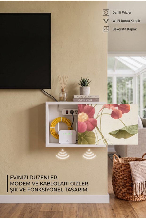 Colorful Patterned Wooden Wifi Box Modem Hiding Socket Fuse Box Storage Wall Type Concealer Shelf