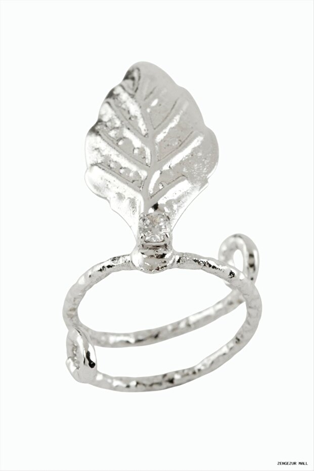 Zngzrmll Leaf Prosthetic Nail Ring (132102) Silver Color