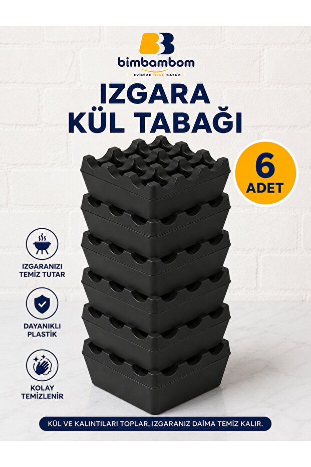 6 Pieces Black Grill Ashtray, Odorless Plastic Cafe Table Ashtray with Windproof Grill, Fireproof Ashtray
