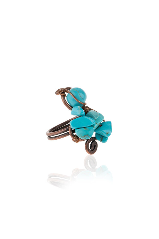 Turquoise cracked natural stone ring (adjustable)